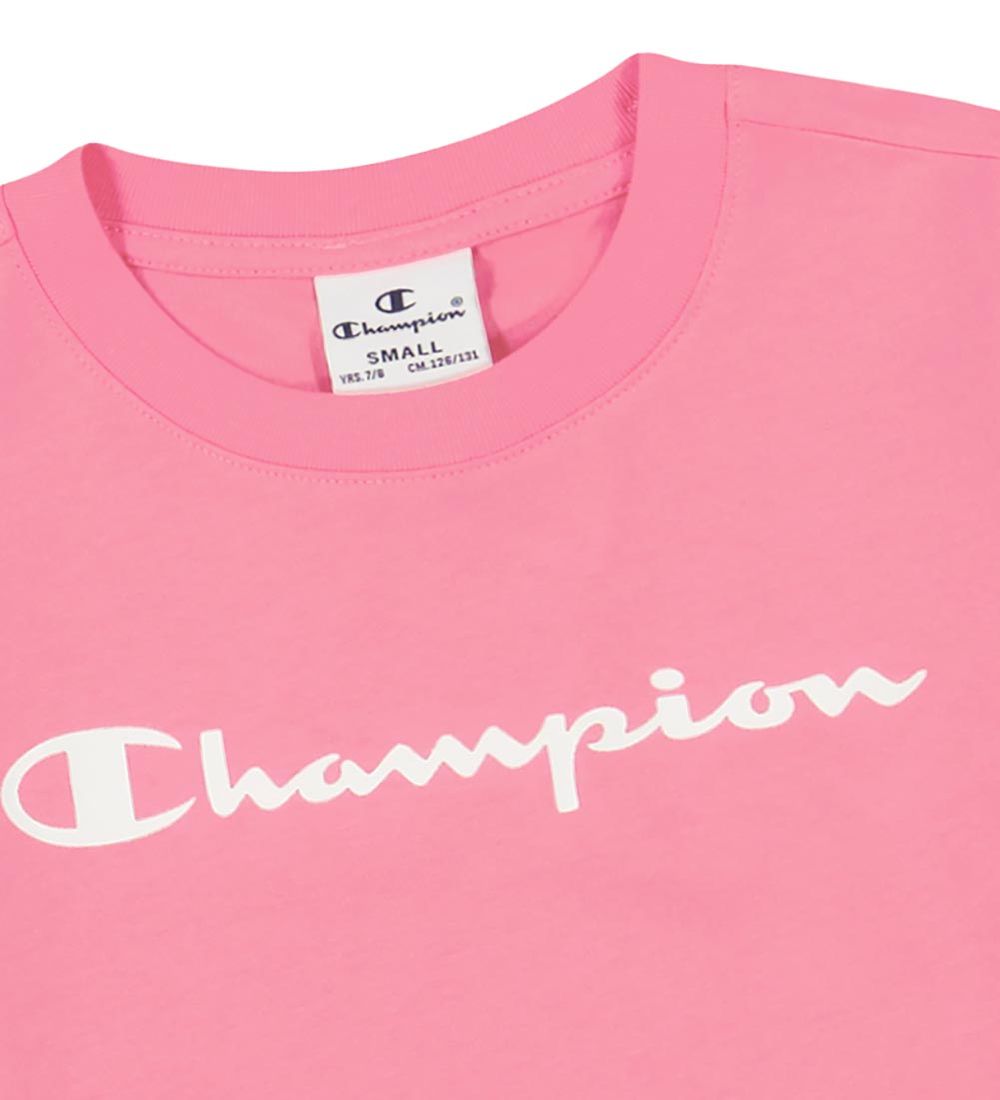 Champion T-shirt - Crewneck - Pink m. Logo