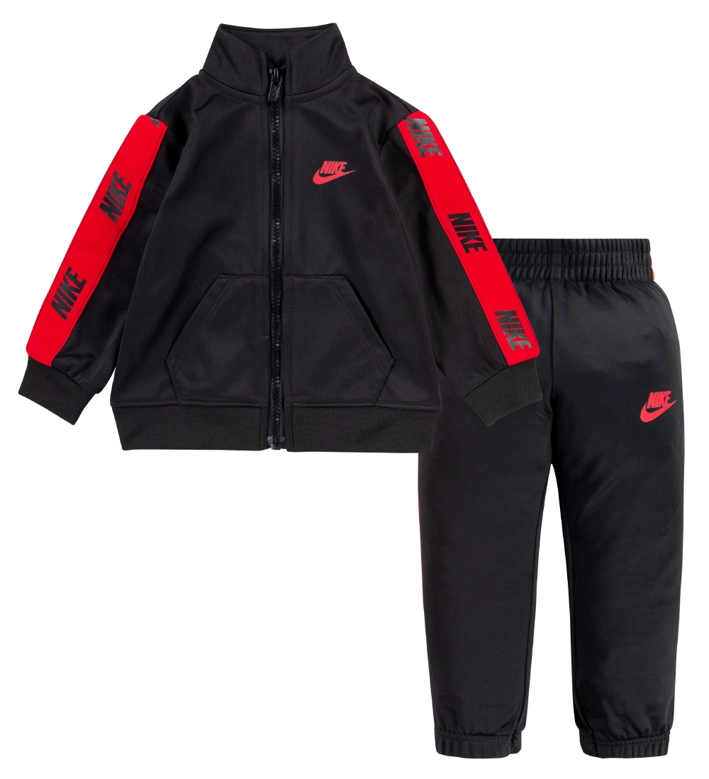 Nike Trningsst - Cardigan/Bukser - Sort/Rd