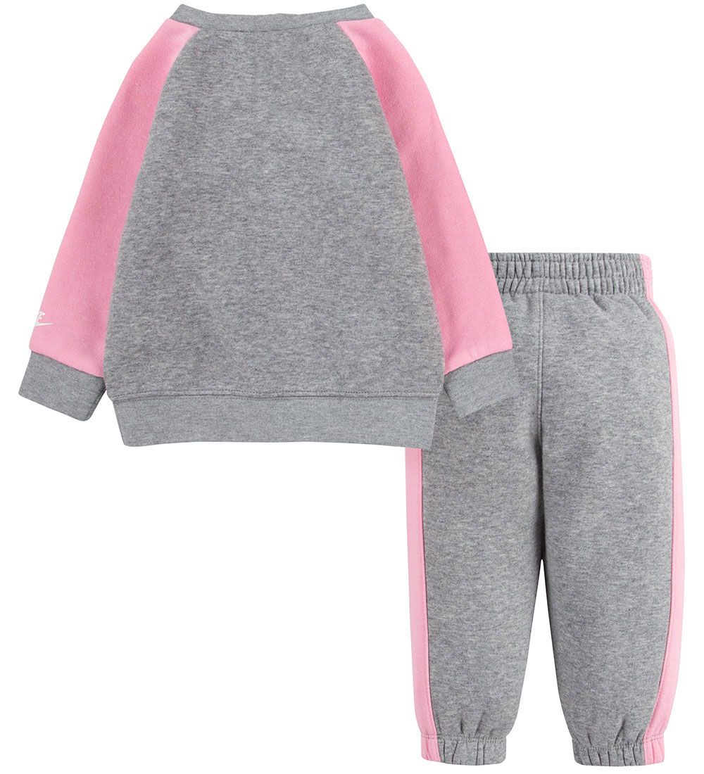 Nike Sweatsæt - Sweatshirt/Sweatpants - Dark Grey Heather/Pink
