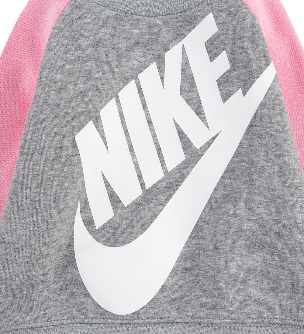 Nike Sweatsæt - Sweatshirt/Sweatpants - Dark Grey Heather/Pink