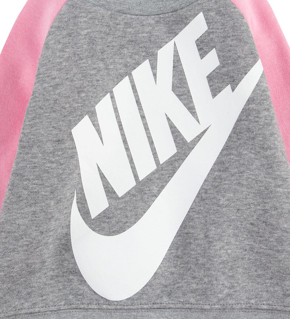 Nike Sweatsæt - Sweatshirt/Sweatpants - Dark Grey Heather/Pink