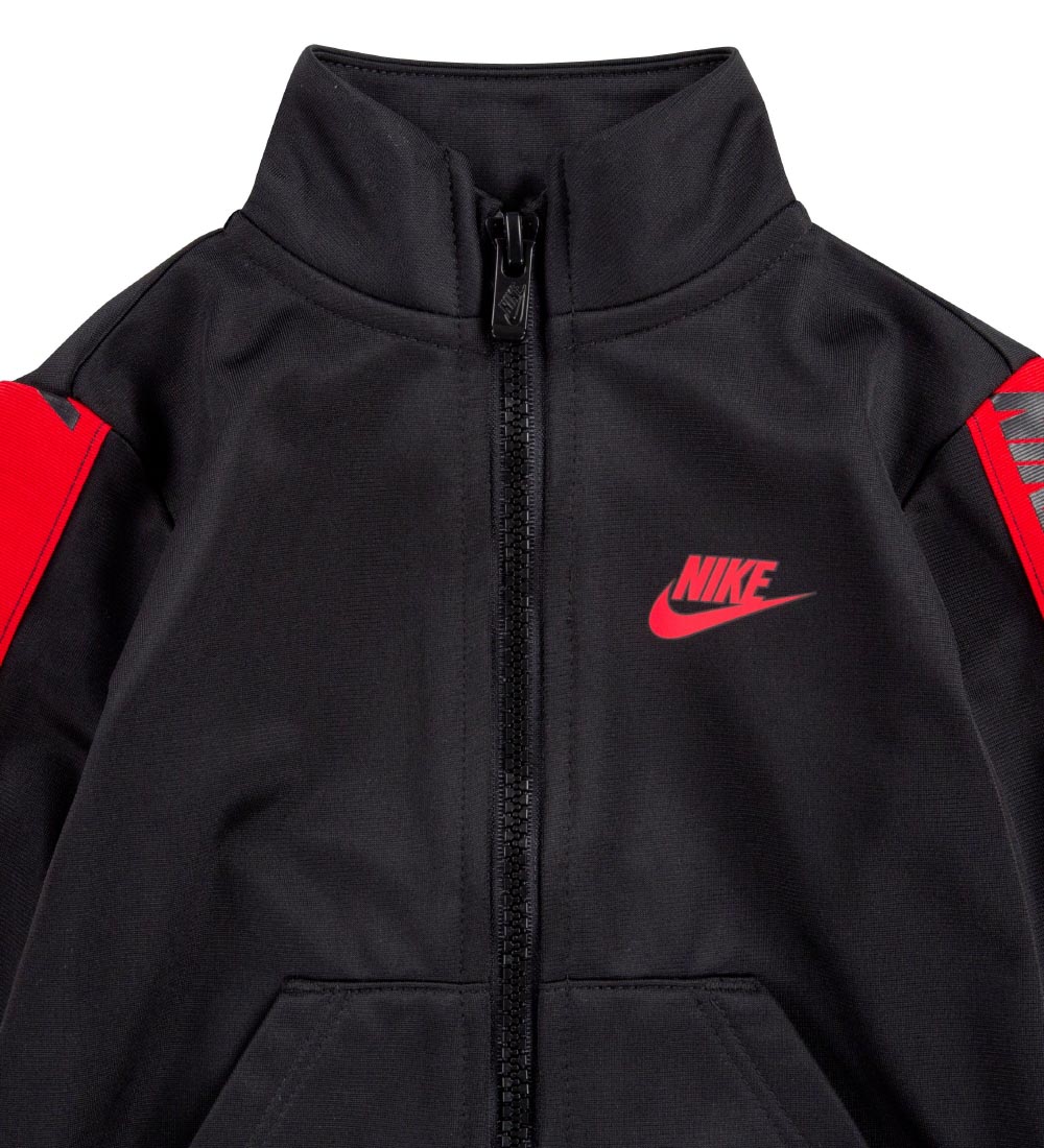 Nike Trningsst - Cardigan/Bukser - Sort m. Rd