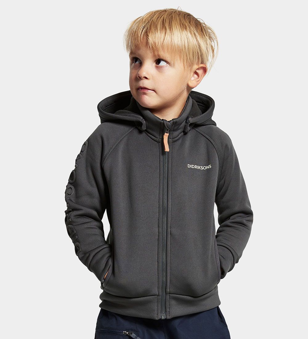 Didriksons Cardigan m. Fleece - Corin - Coal Black