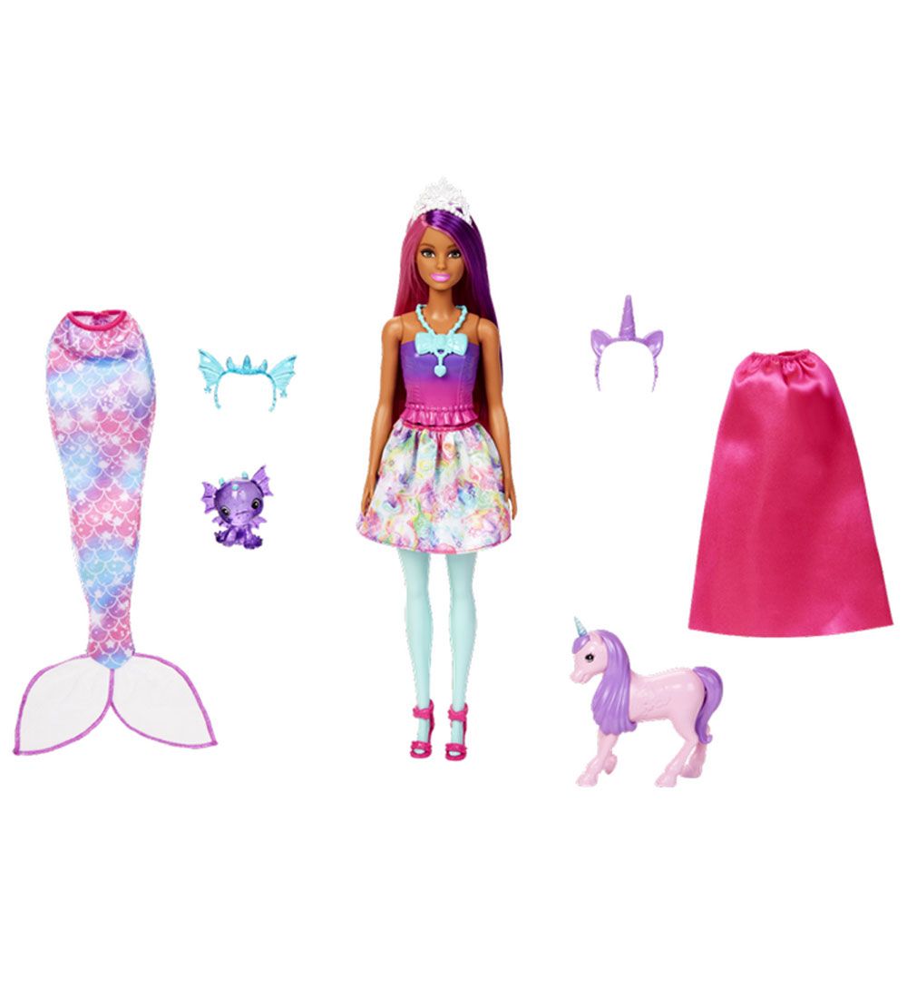 Barbie Dukkest - Dress Up Doll - Mermaid With Fantasy Pets