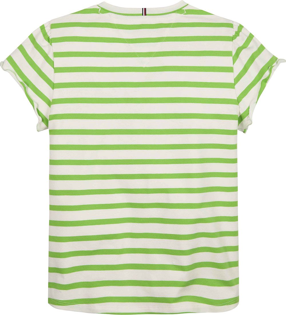 Tommy Hilfiger T-shirt - Striped Ruffle - Spring Lime Stripe