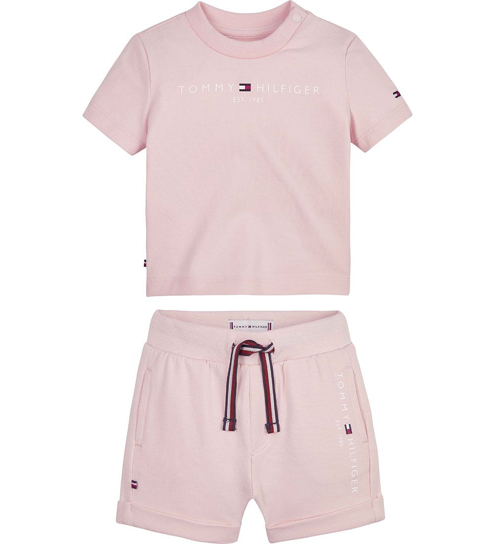 Tommy Hilfiger Sæt - T-shirt/Shorts - Essential - Faint Pink