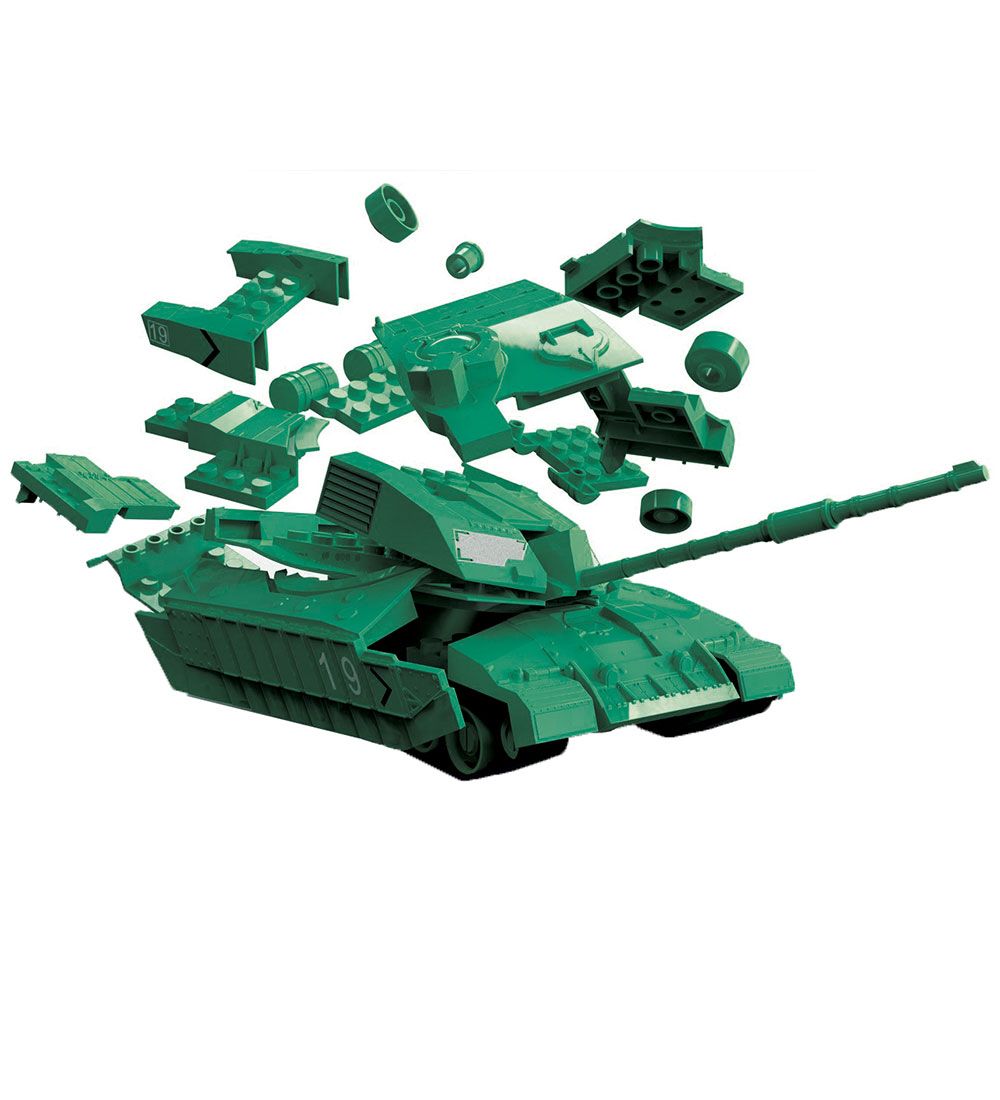 Airfix Sæt - QUICKBUILD - Challenger Tank J6022 - 35 Dele - Grøn