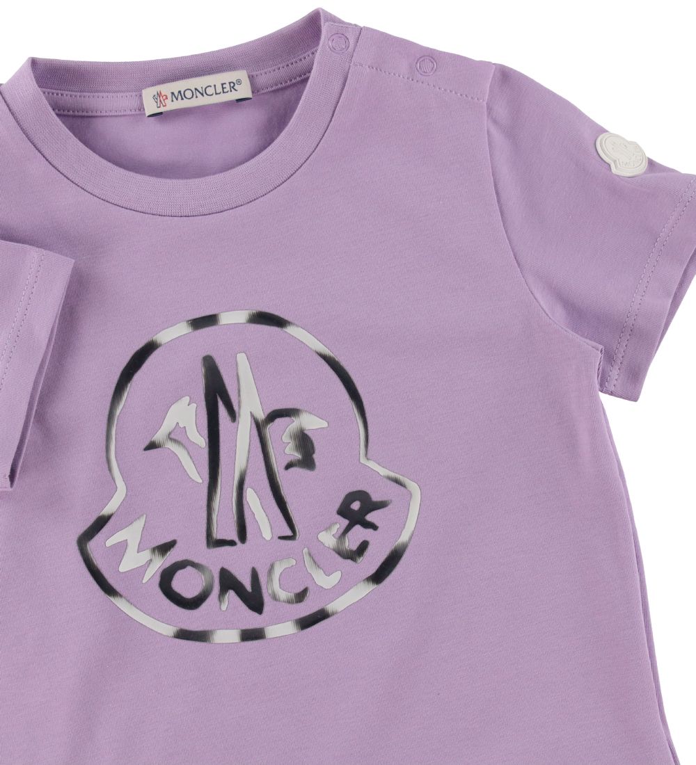 Moncler T-shirt - Lilla/Sølv m. Logo