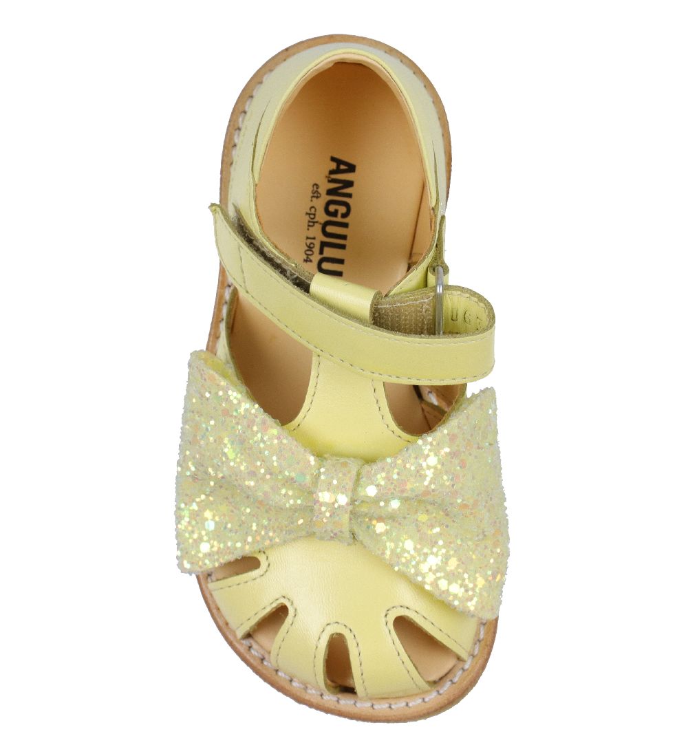 Angulus Sandal - Lysegul m. Glitter m. Sløjfe