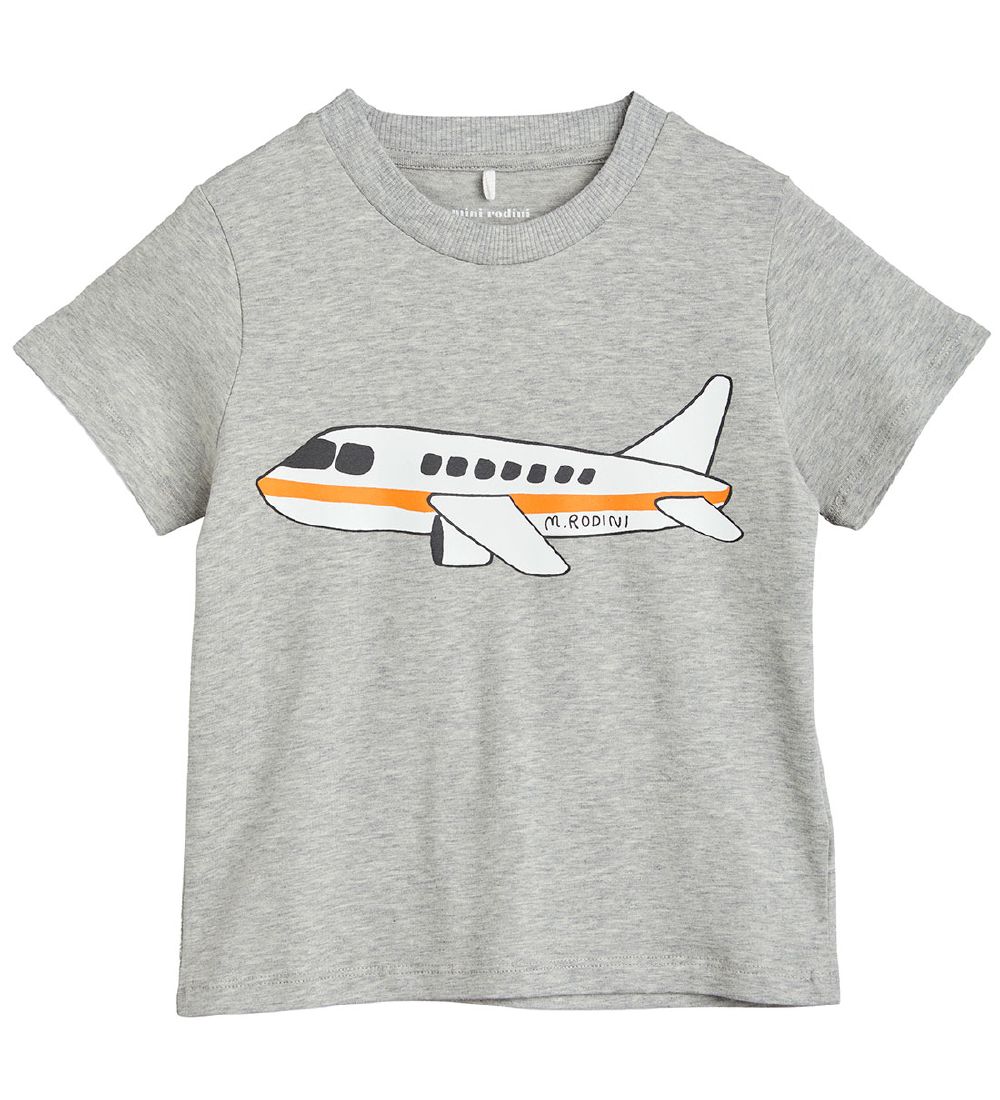Mini Rodini T-shirt - Airplane - Gr Melange