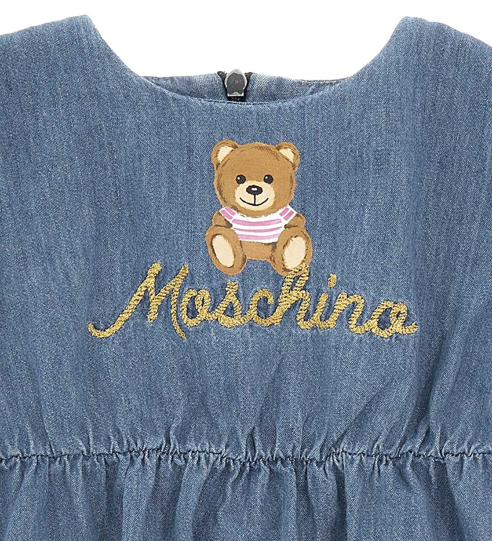 Moschino Kjole - Denim - Blå m. Logo/Guld