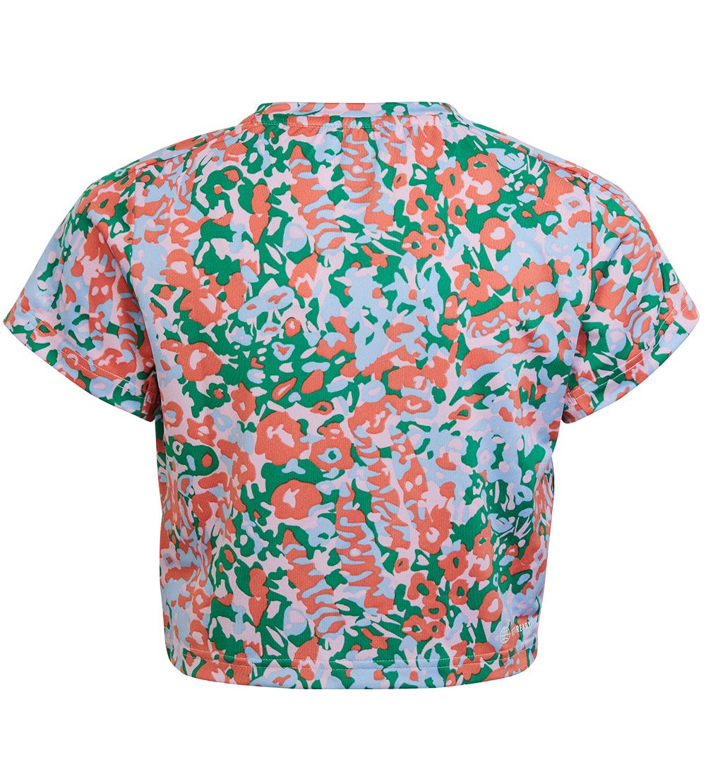 adidas Performance T-Shirt - G TR-ES AOP T - Blå/Grøn/Pink
