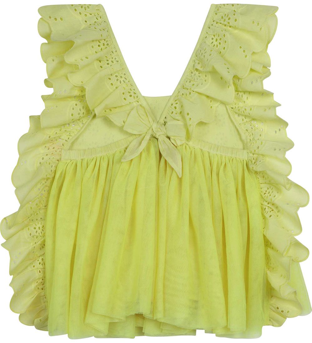 Billieblush Top - Lemon m. Hulmønster/Tyl