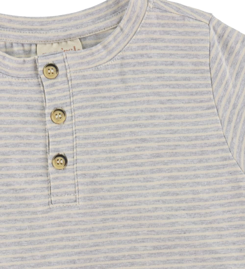 Popirol T-shirt - Poaki - Striped Light Grey
