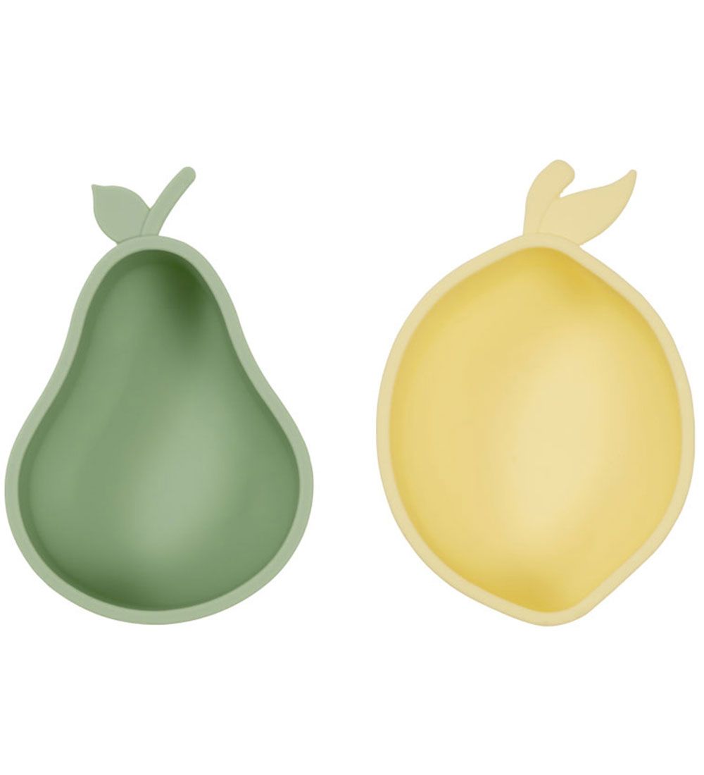 OYOY Snackskle - 2-pak - Silikone - Lemon & Pear - Yellow/Green