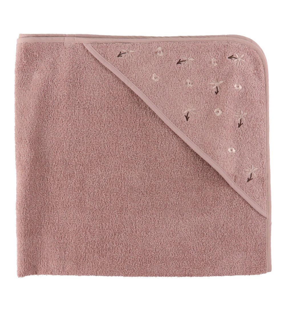 Nørgaard Madsens Babyhåndklæde - 100x100 cm - Pale Mauve m. Blom
