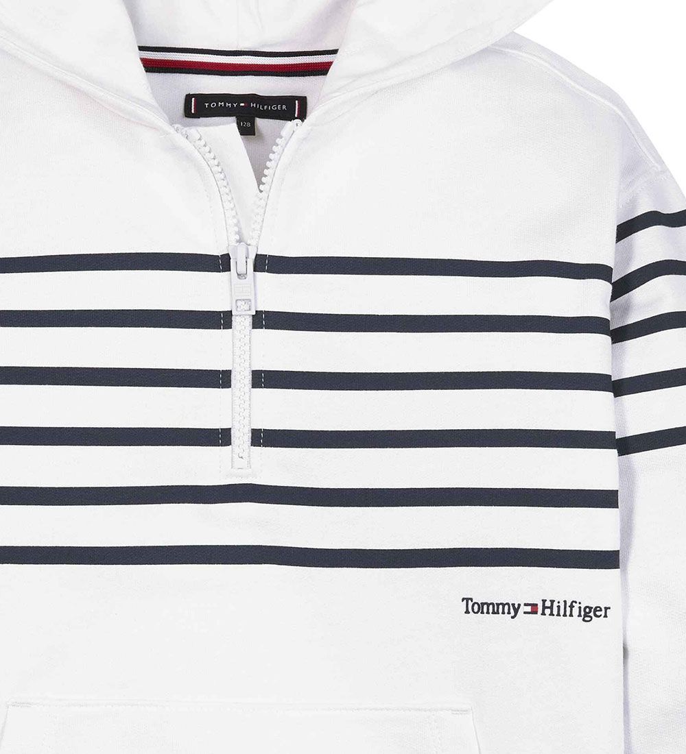 Tommy Hilfiger Hættetrøje - Breton Stripe - Ancient White