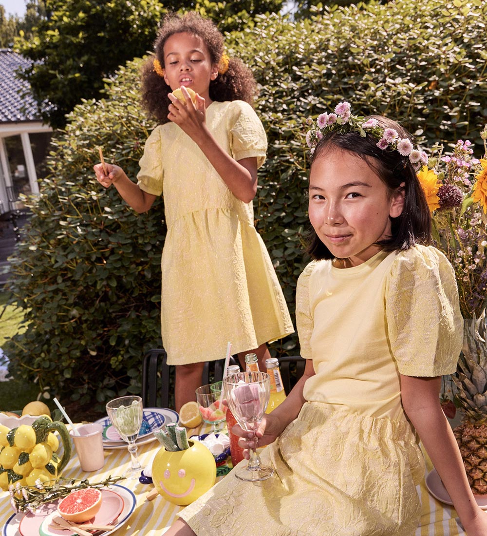 Pieces Kids Kjole - Jacquard - PkJosie - Mellow Yellow