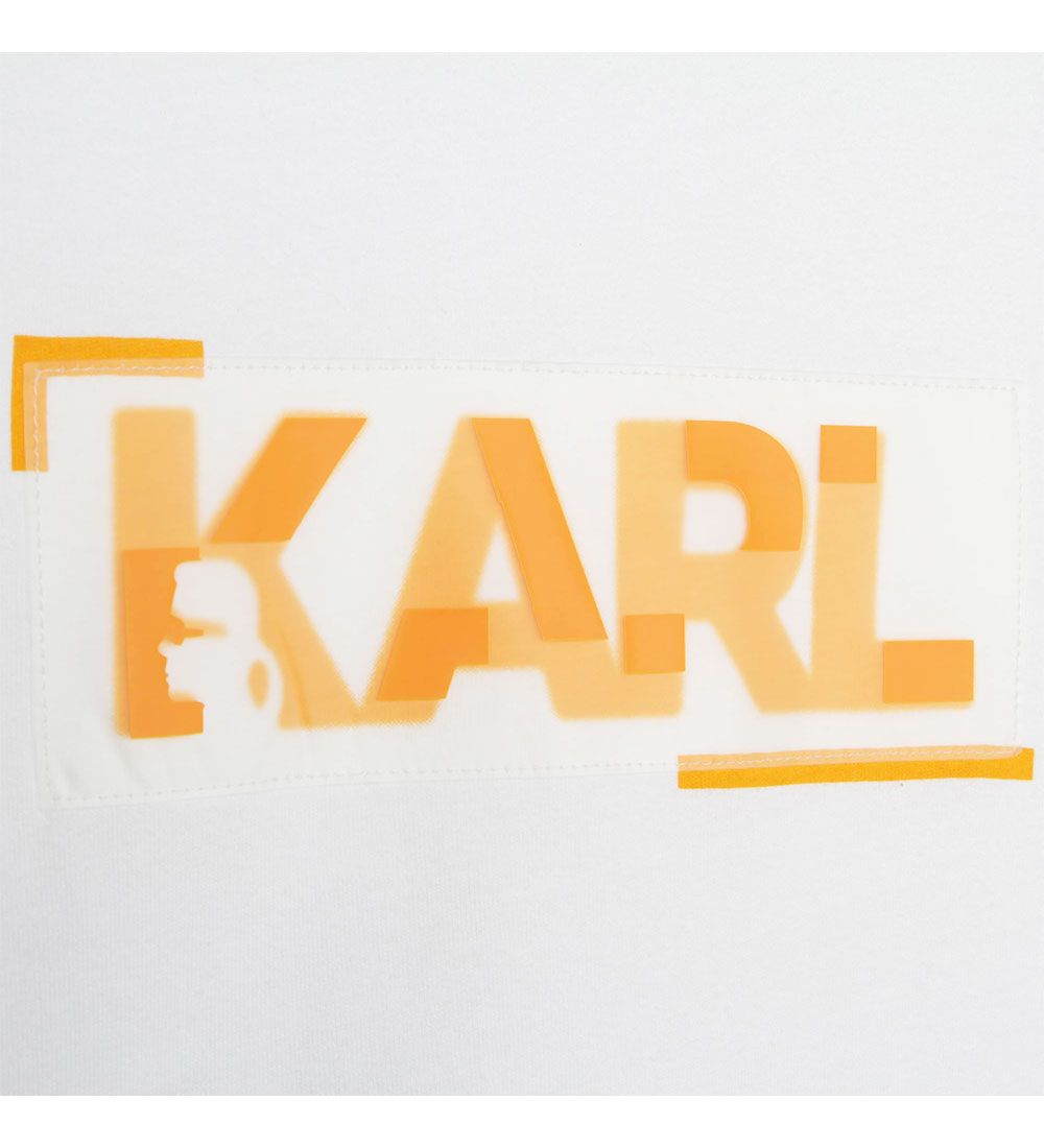 Karl Lagerfeld T-shirt - City On Mars - Hvid m. Orange