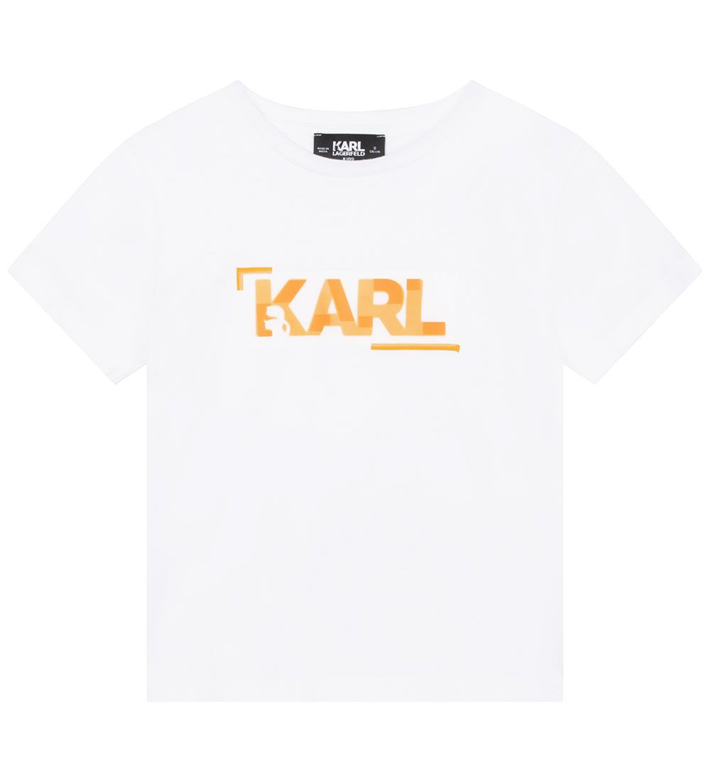Karl Lagerfeld T-shirt - City On Mars - Hvid m. Orange