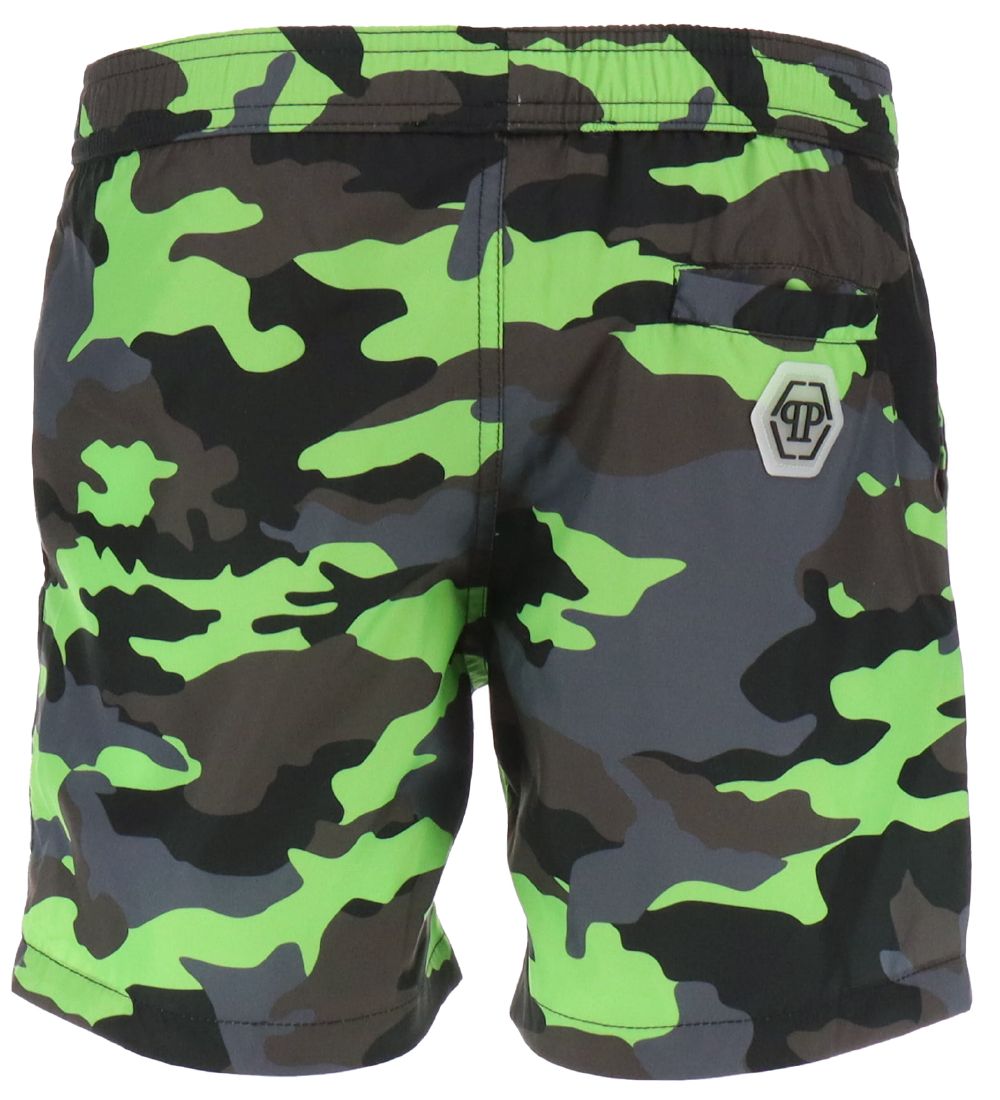 Philipp Plein Badeshorts - Grå/Lime Camouflage