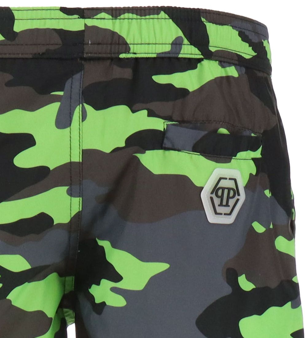 Philipp Plein Badeshorts - Grå/Lime Camouflage