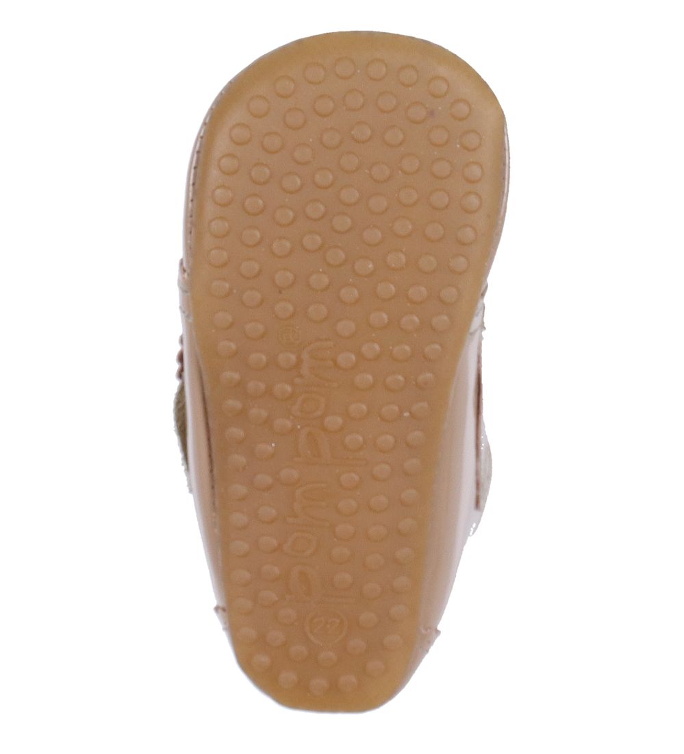 Pom Pom Hjemmesko - Velcro Scallops - Latte Patent