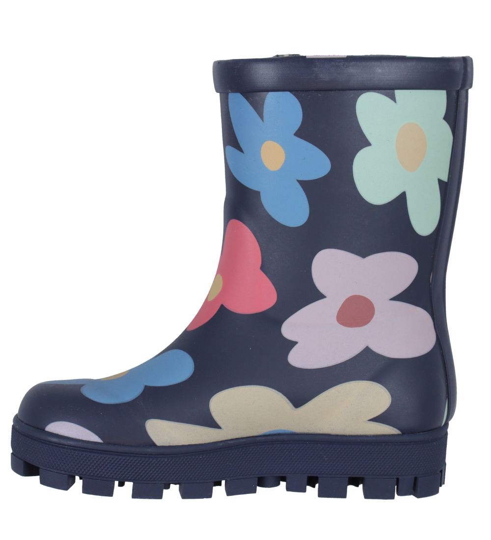 Rubber Duck Gummistøvler - Navy m. Blomster