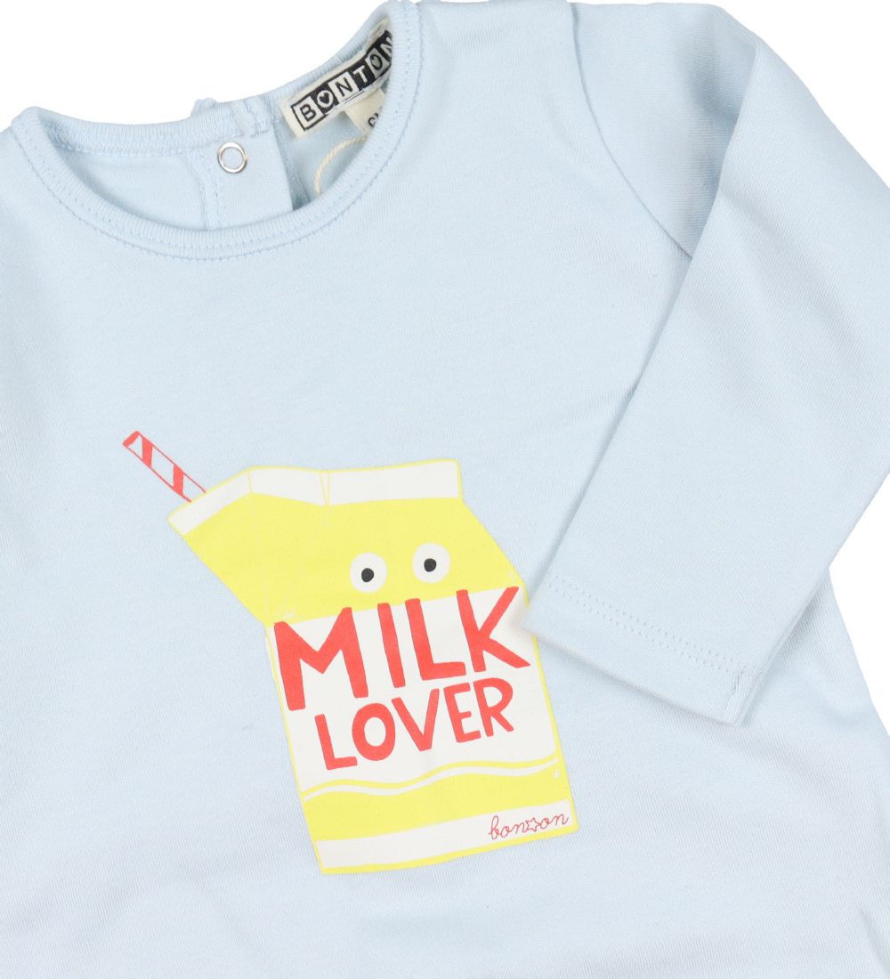Bonton Natdragt m. Fødder - Milk-Lover - Illusion Blue