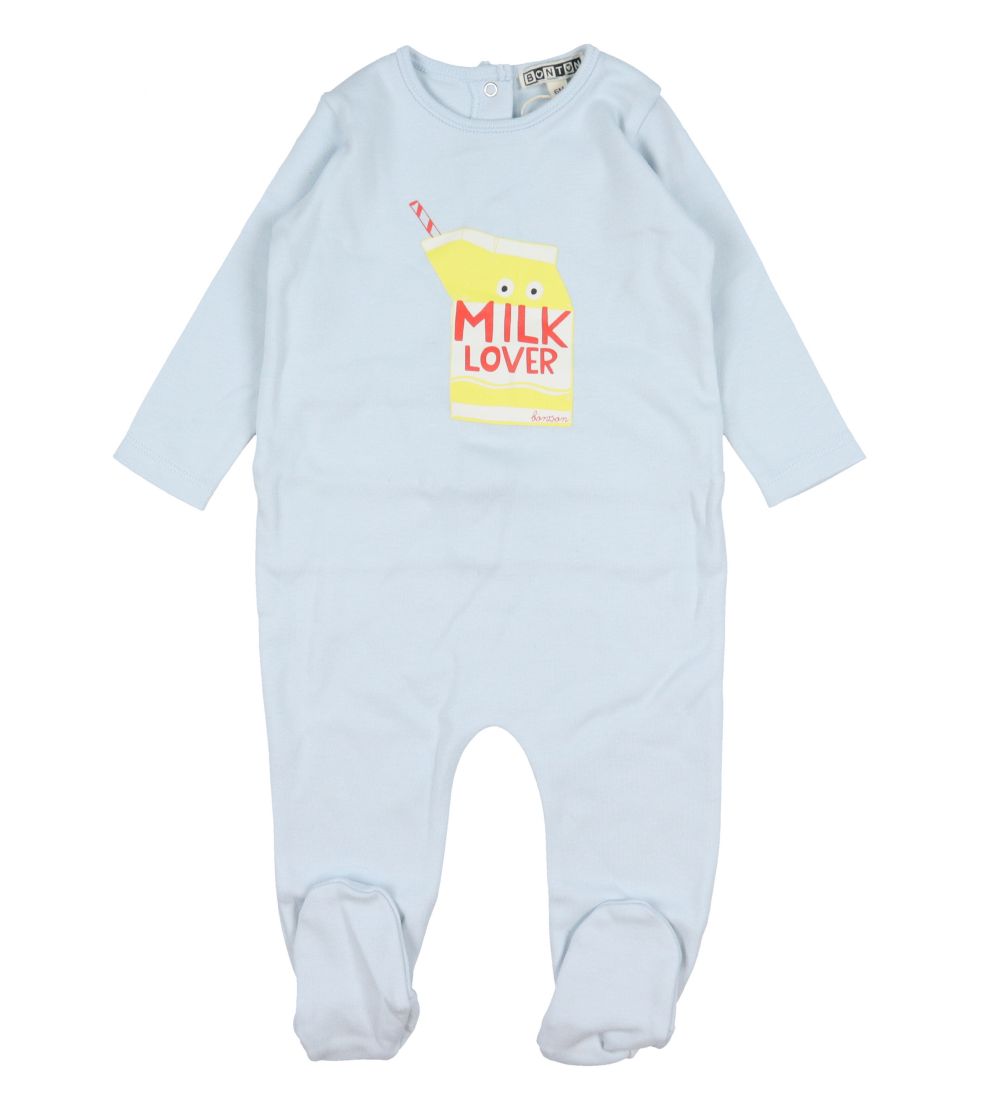 Bonton Natdragt m. Fødder - Milk-Lover - Illusion Blue