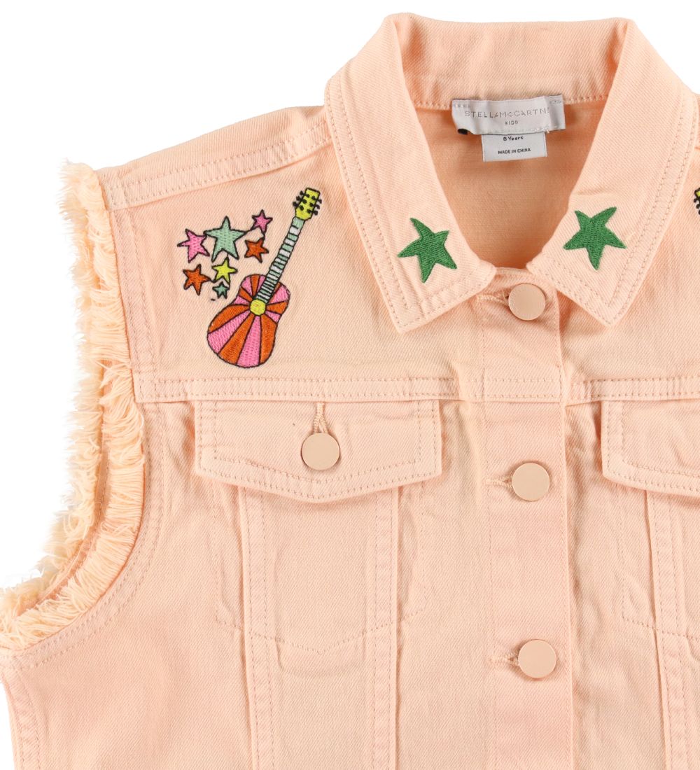 Stella McCartney Kids Vest - Denim - Lys Orange m. Broderi