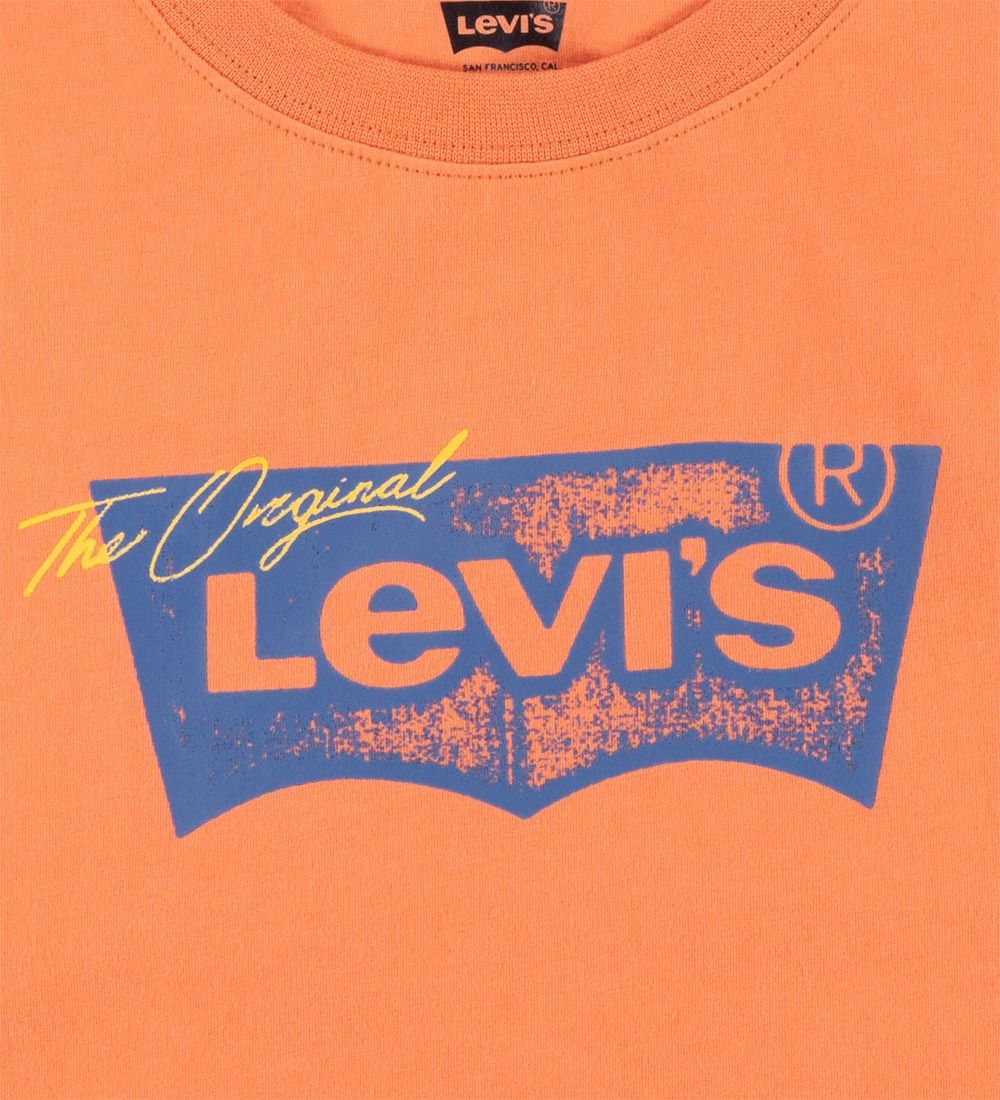 Levis Kids T-Shirt - Distressed Batwing - Brandied Melon Orange