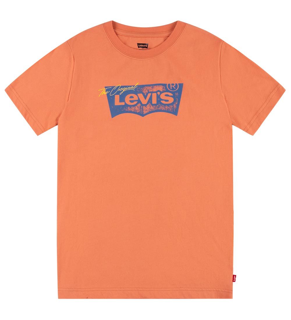 Levis Kids T-Shirt - Distressed Batwing - Brandied Melon Orange