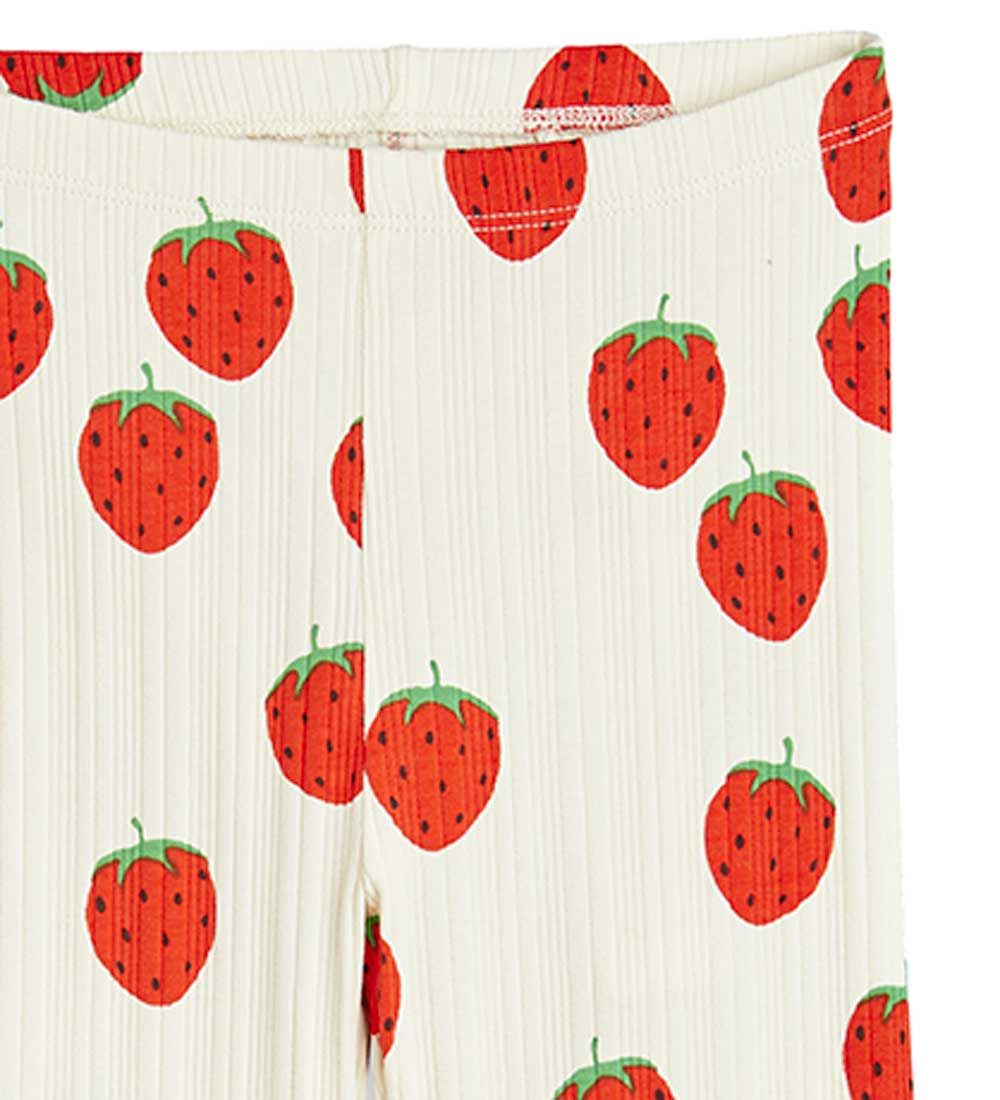 Mini Rodini Bukser - Rib - Strawberries - Offwhite
