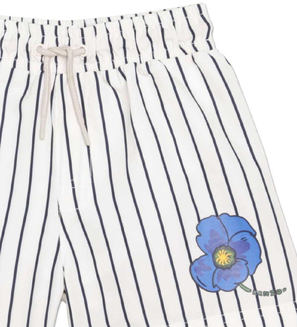 Kenzo Badeshorts - Exclusive Edition - Cream/Sortstribet m. Blom
