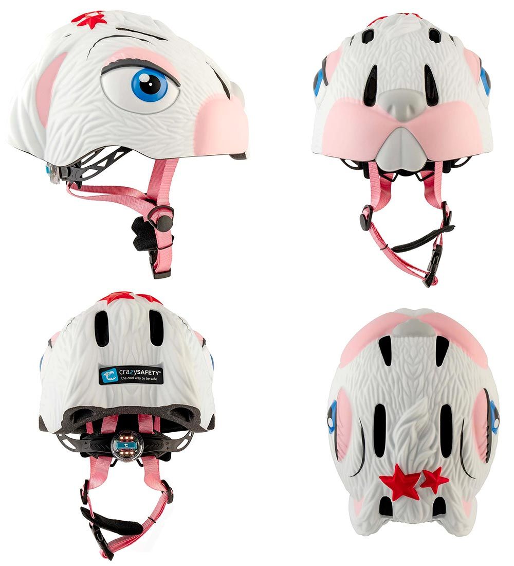 Crazy Safety Cykelhjelm m. Lys - Kanin - Hvid
