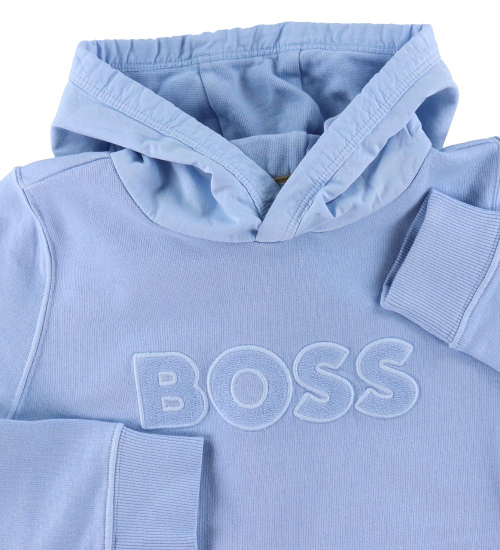 BOSS Hættetrøje - Lyseblå