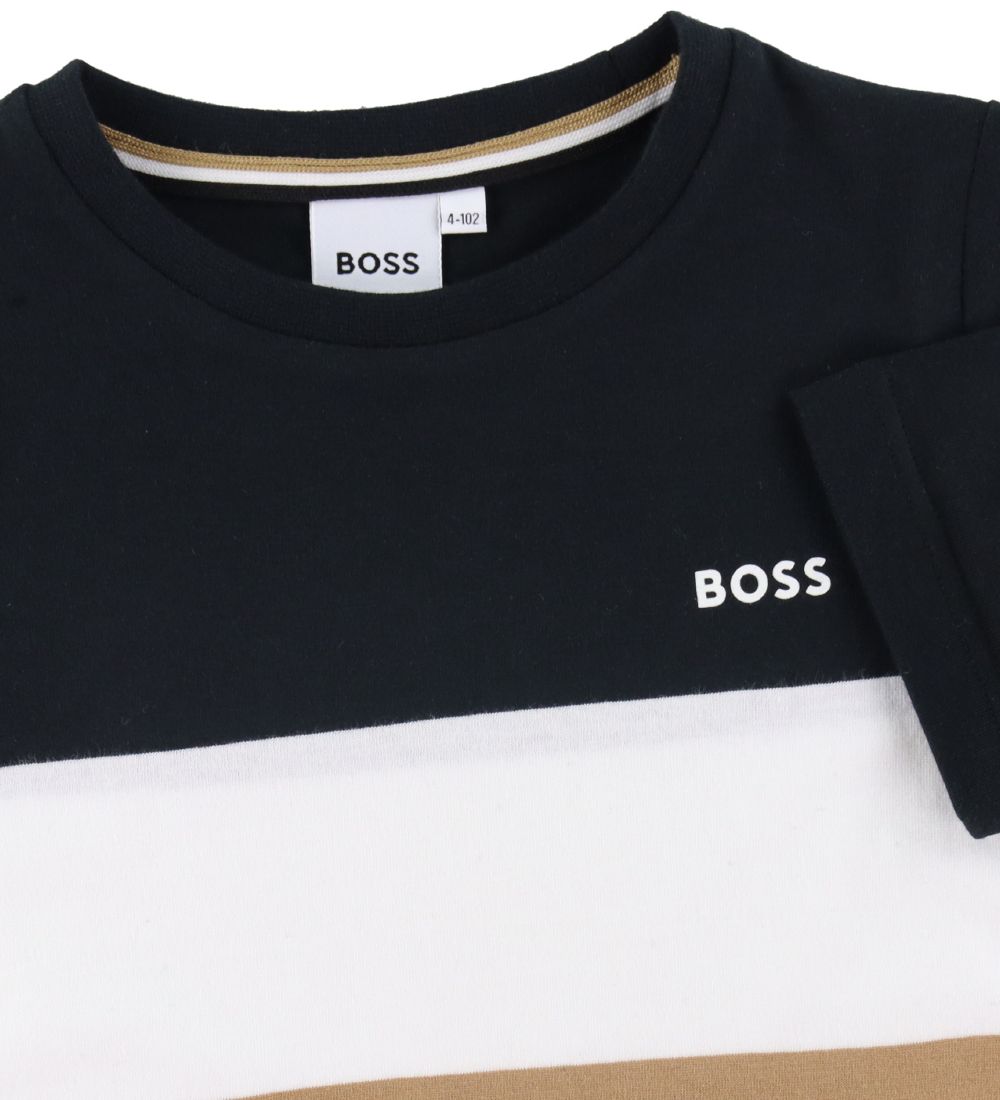 BOSS T-shirt - Sort/Grmeleret m. Hvid
