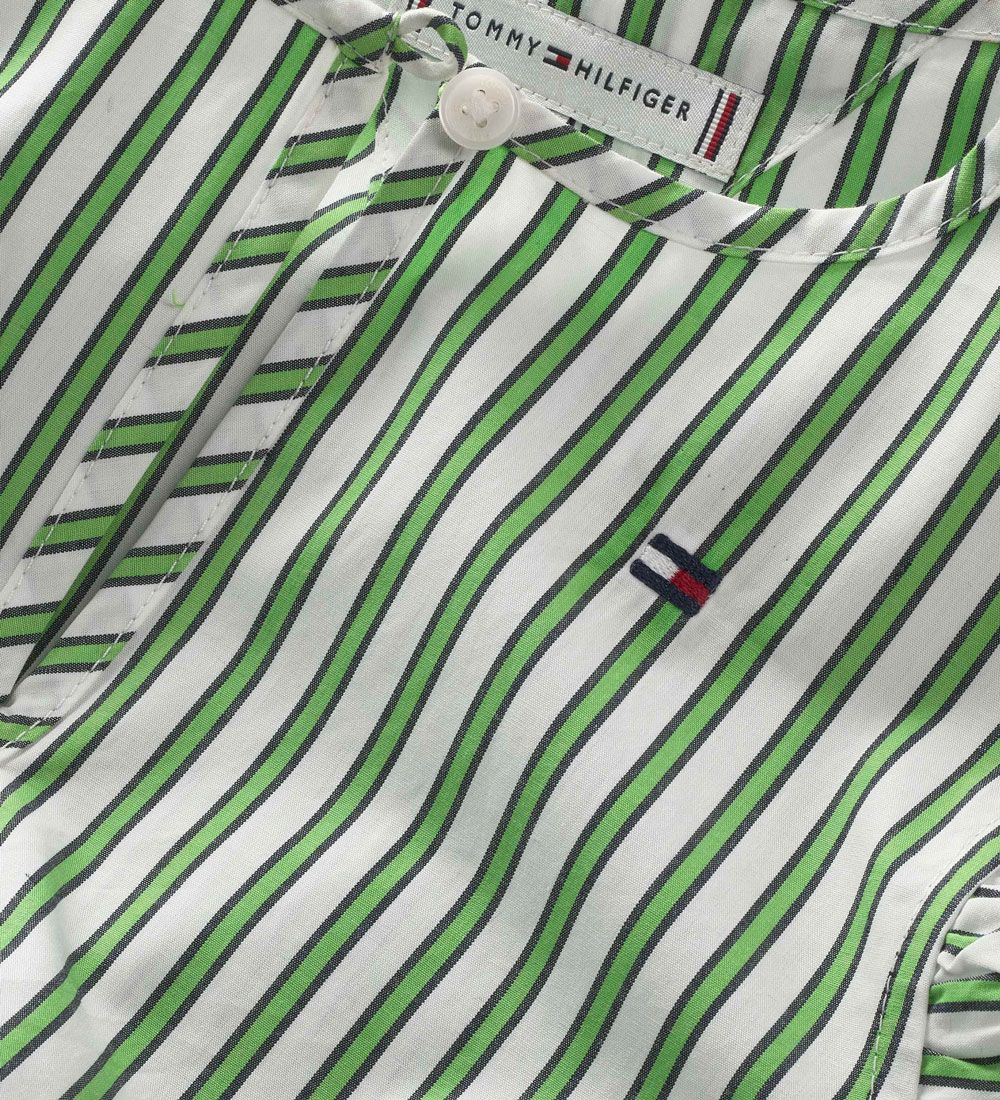 Tommy Hilfiger Kjole - Striped Ruffle - Spring Lime Stripe