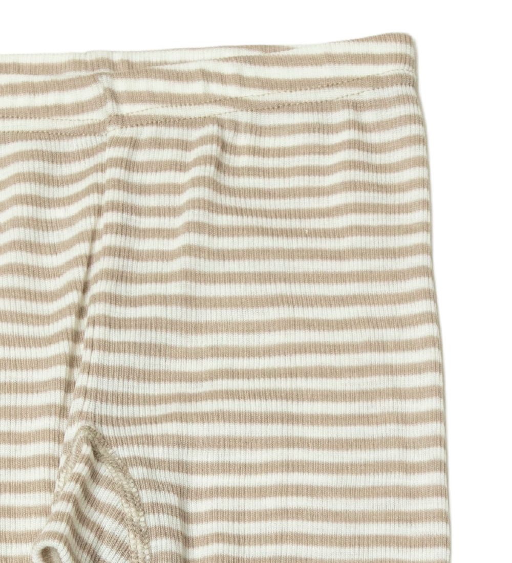 Joha Leggings - Uld/Silke - Rib - Beige/Hvid
