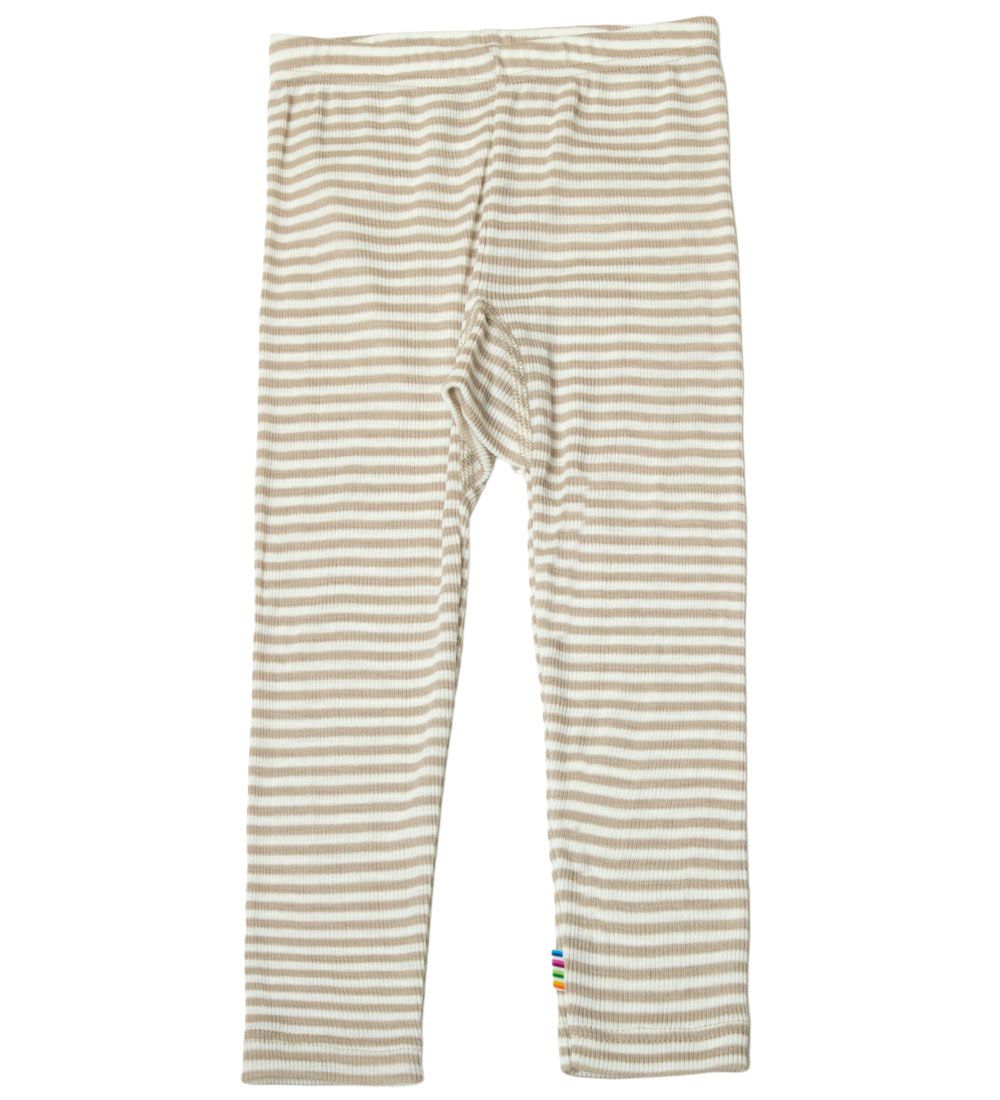 Joha Leggings - Uld/Silke - Rib - Beige/Hvid