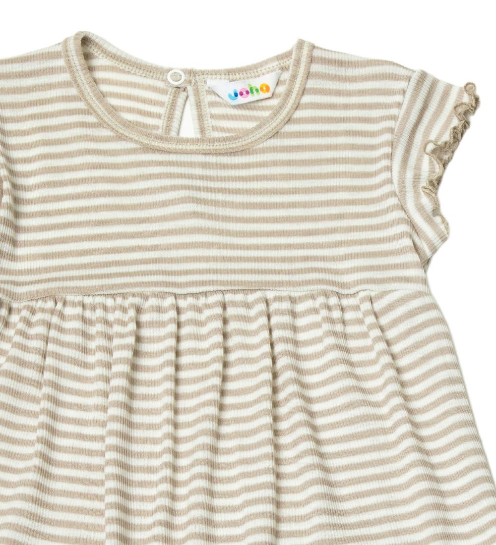 Joha Kjole - Uld/Silke - Rib - Beige/Hvid