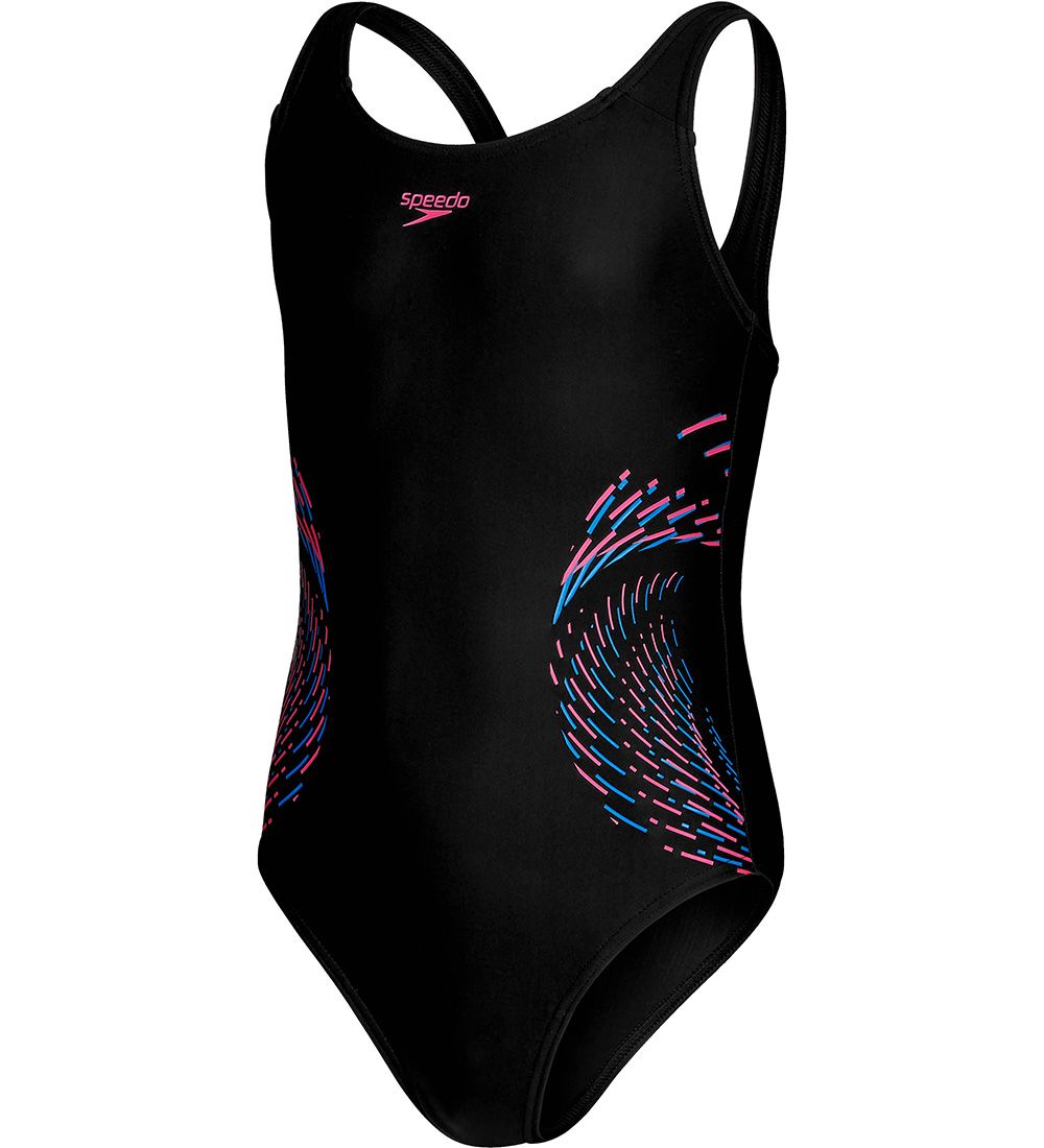 Speedo Badedragt - Girls Placmement Muscleback - Sort/Blå/Pink