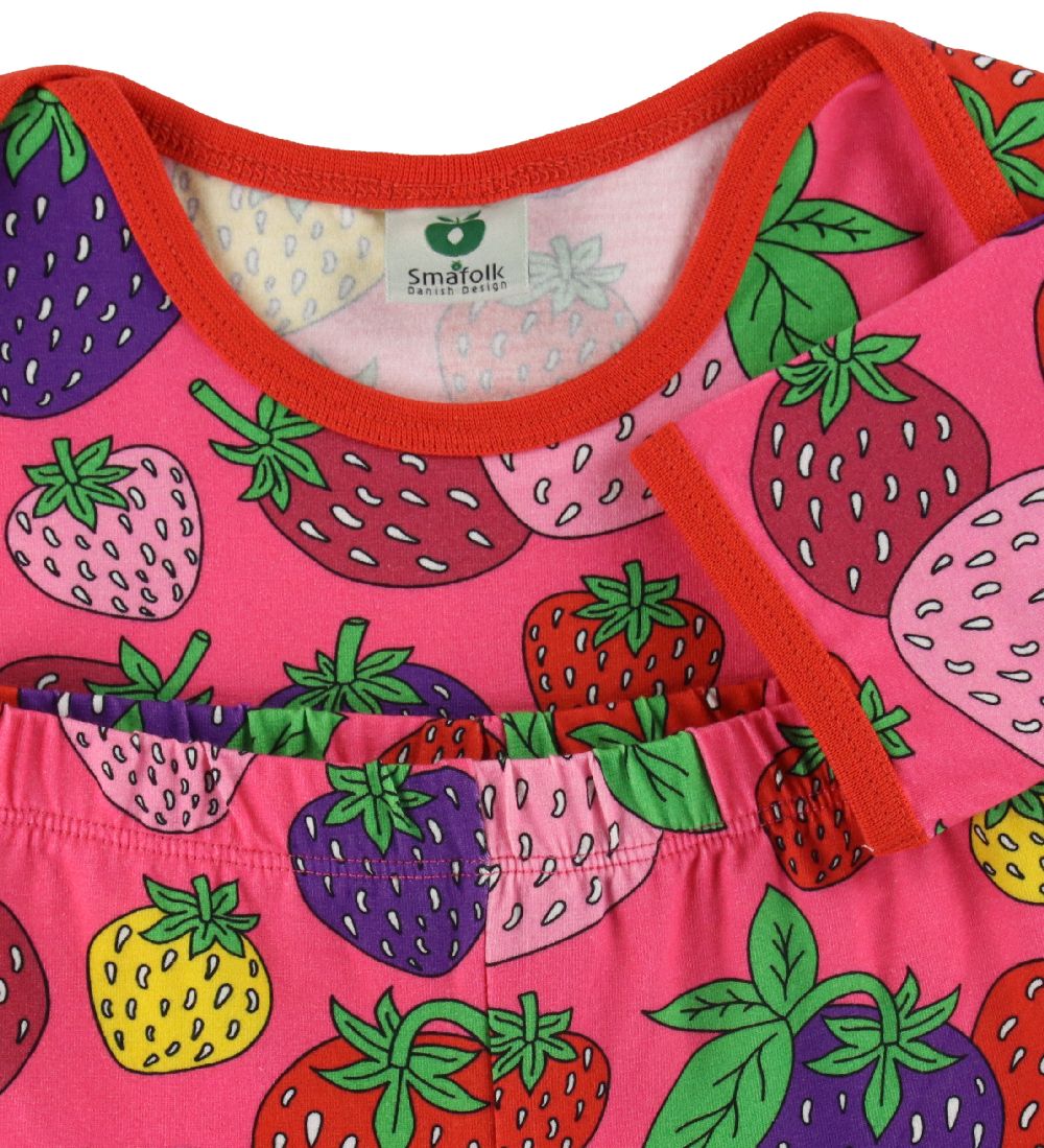 Småfolk Shorts/Body k/æ - Pink m. Jordbær