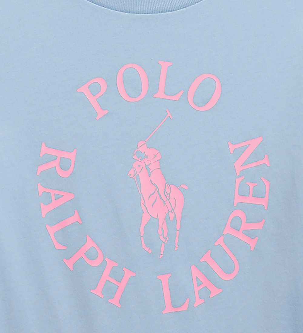 Polo Ralph Lauren T-shirt - Longwood - Lyseblå m. Rosa