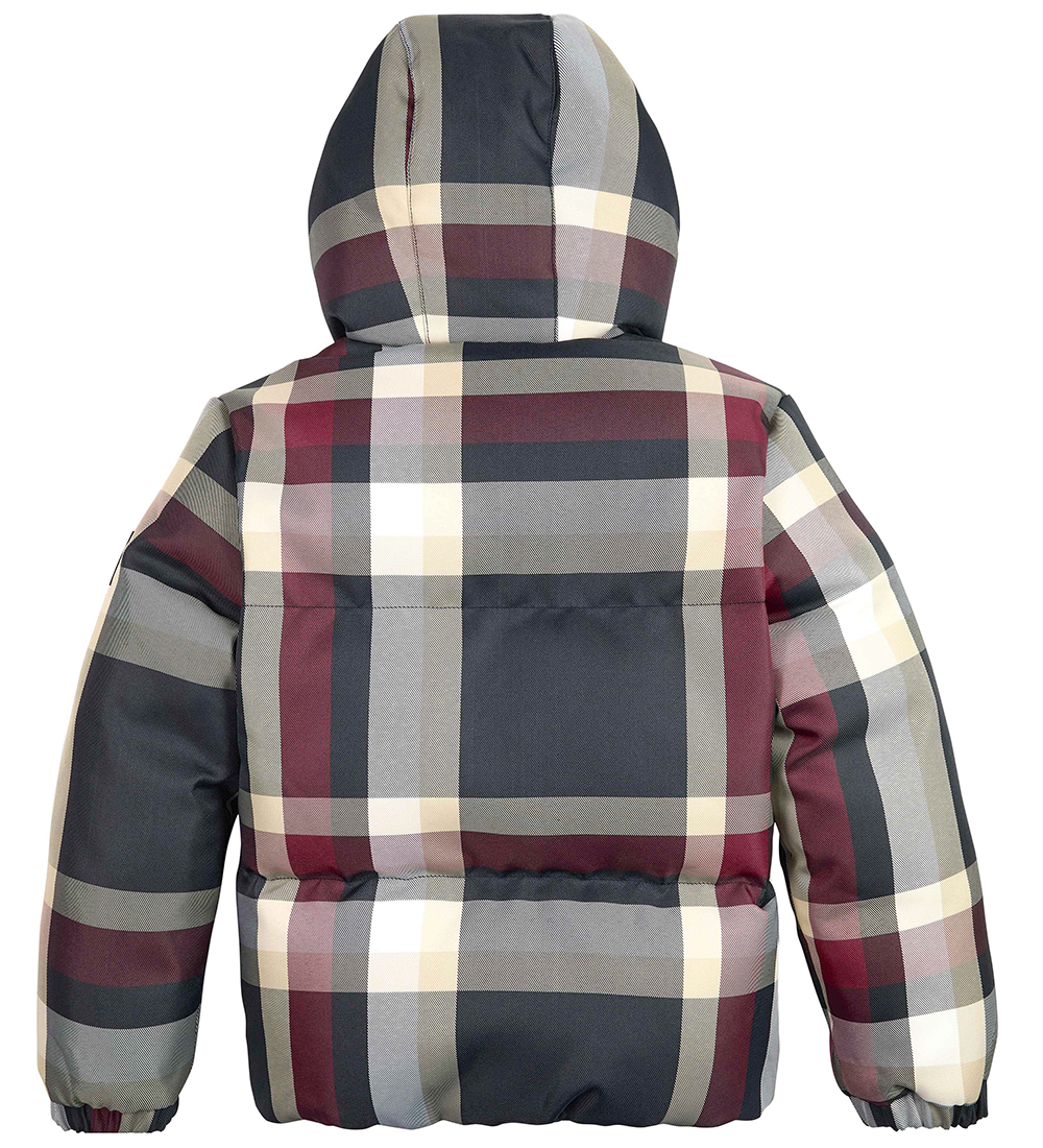 Tommy Hilfiger Dynejakke - Global Stripe Check - Rød/Hvid/Navyte