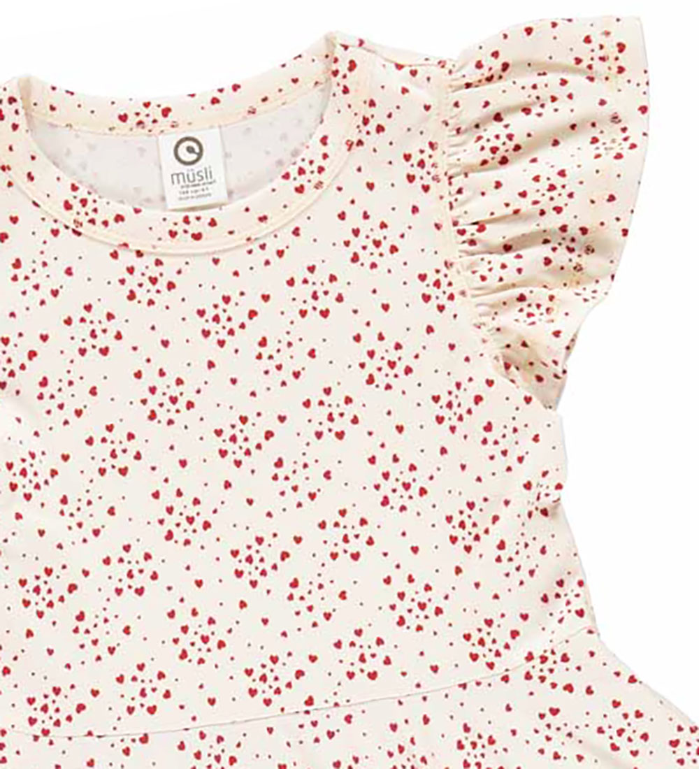 Müsli Kjole - Love Dress - Buttercream/Berryred