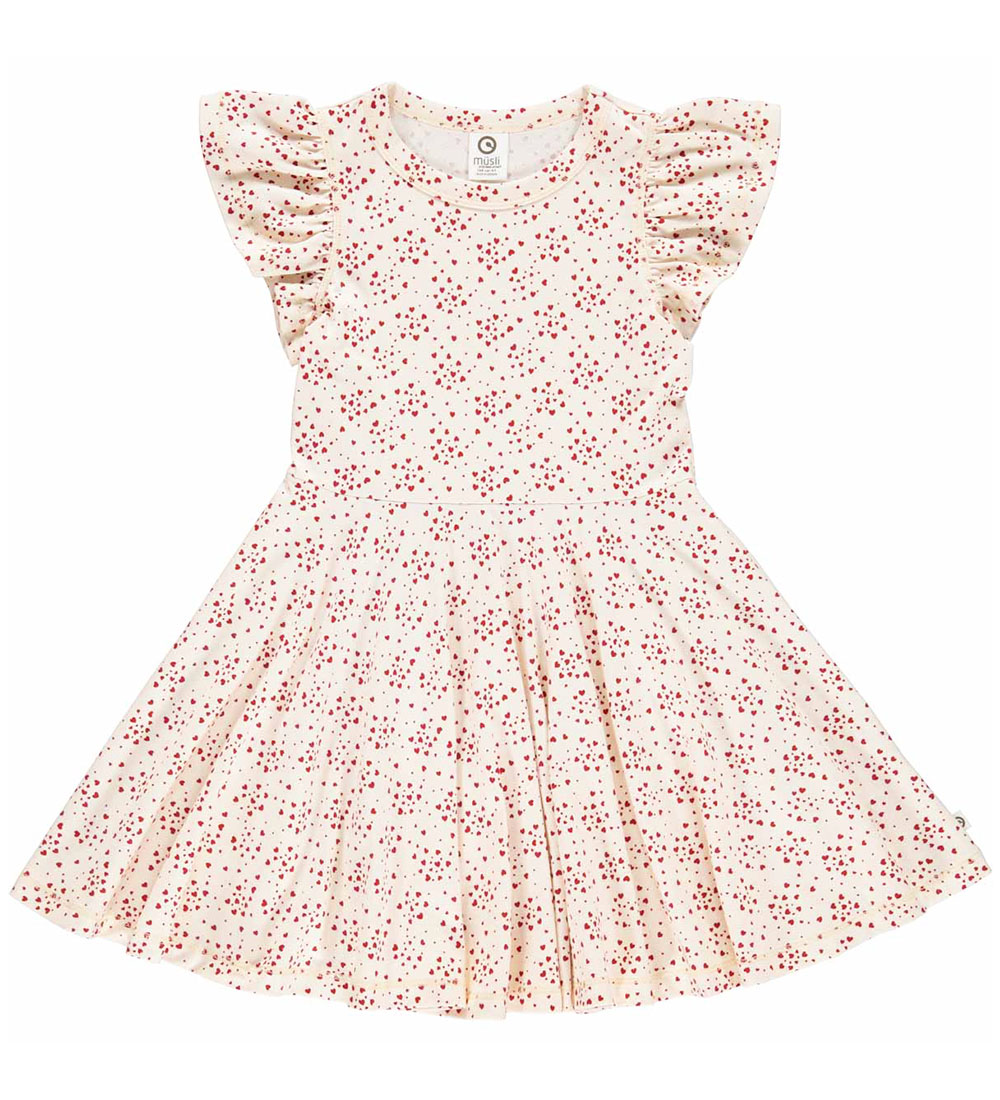 Müsli Kjole - Love Dress - Buttercream/Berryred