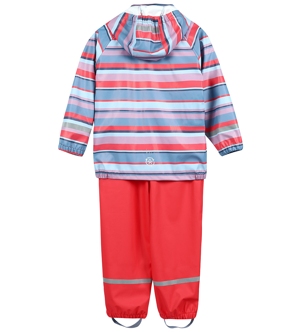 Color Kids Regntøj m. Seler - PU - Teaberry m. Striber