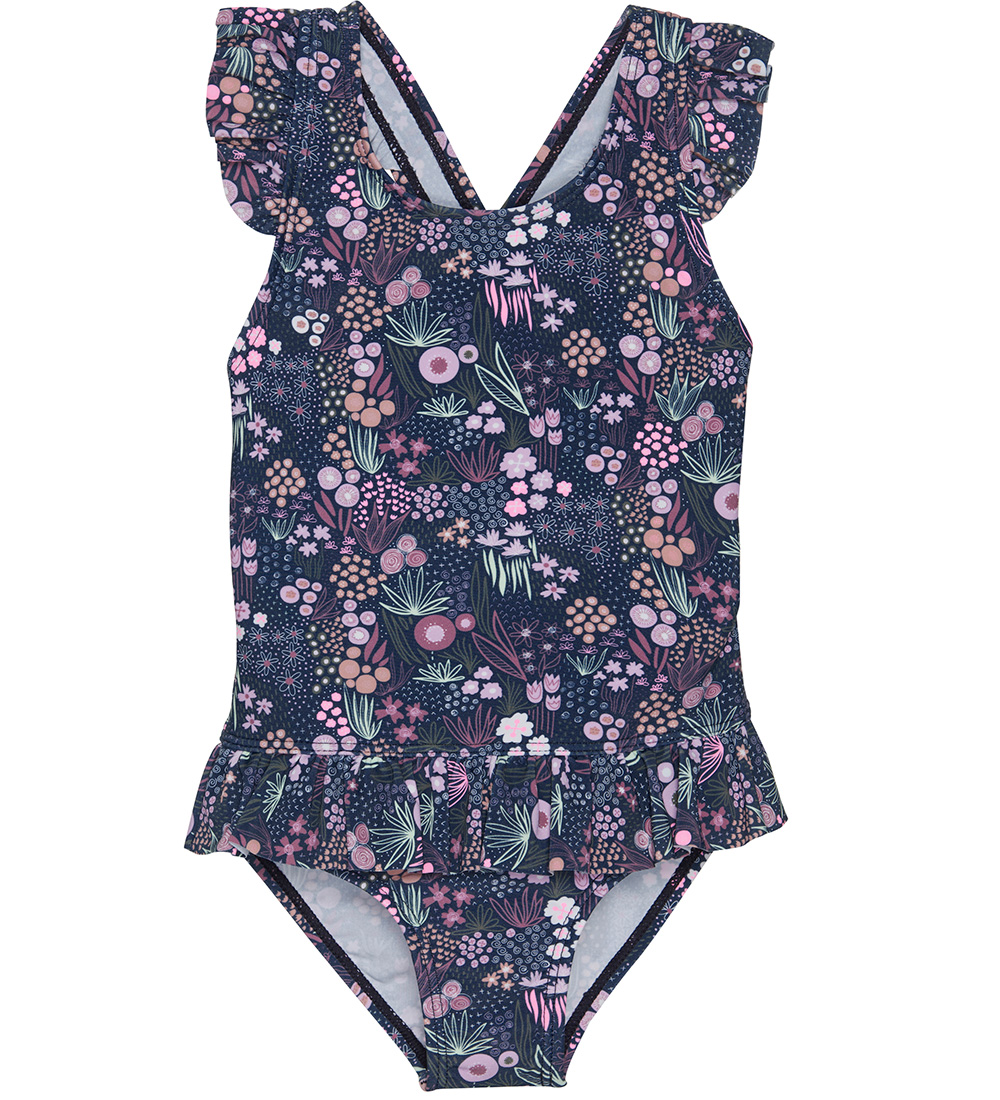 Color Kids Badedragt m. Flser - Dark Denim